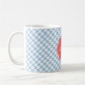 Rustige Blauwe Houndstooth Monogrammok Koffiemok (Links)