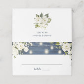 Rustige Blauwe Hout Witte Bloemen Strijdlichten Plaatskaartje (Buitenkant ongevouwen)