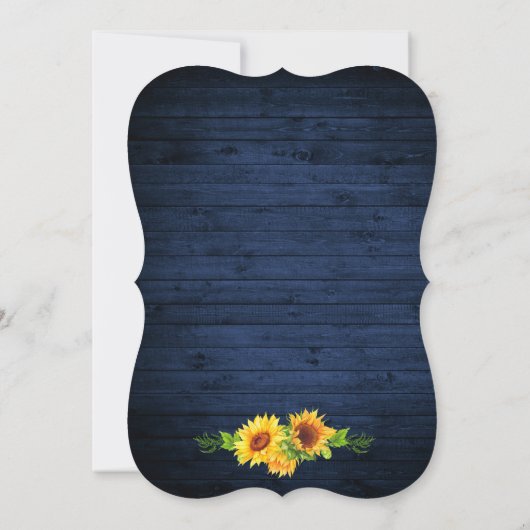 Rustige Blauwe Hout Zonnebloem Mason Jar Lichten Kaart (Achterkant)