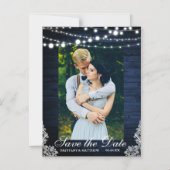 Rustige blauwe houten lantaarn Opslaan datum Magnetische Uitnodiging (Voorkant)