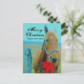 Rustige Blauwe Kerstmis Rood Bow Feestdagenkaart (Staand voorkant)