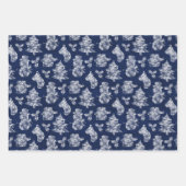 Rustige Blauwe Kerstvorst Inpakpapier Vel (Voorkant)