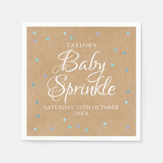 Rustige Blauwe Liefde Hart Baby Boy Sprinkle/Showe Servet (Voorkant)