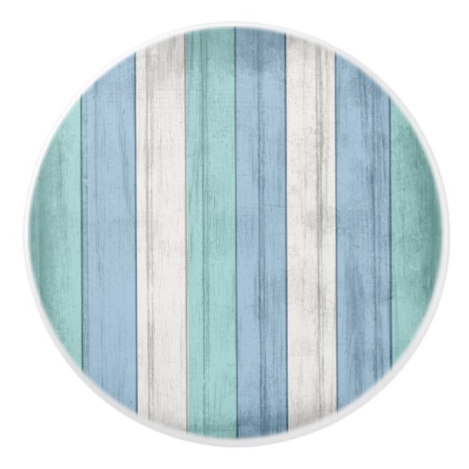 Rustige Blauwe Nautical Beach Houstripes Keramische Knop (Voorkant)