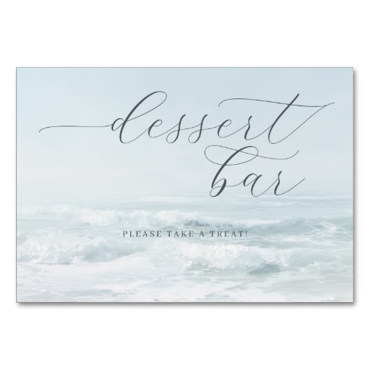 Rustige Blauwe Oceaan Dessert Bar Bord Kaart (Voorkant)