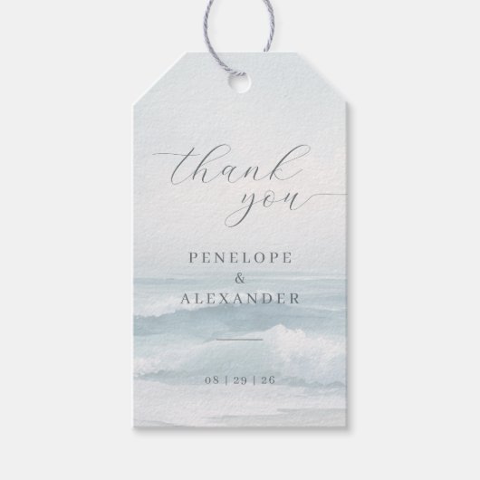 Rustige Blauwe Oceaangolven Cadeaulabel (Voorkant)