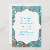 Rustige blauwe pelletverf op houtwuwuitnodiging feestdagenkaart (Voorkant)