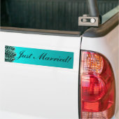 Rustige blauwe pijnboomkegel net getrouwd bumperst bumpersticker (Op Truck)