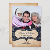 Rustige blauwe sneeuwvlokken Fotokaarten Feestdagenkaart (Voorkant / Achterkant)