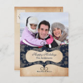 Rustige blauwe sneeuwvlokken Fotokaarten Feestdagenkaart (Voorkant / Achterkant)