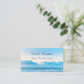 Rustige blauwe strand scène aanpasbaar visitekaartje (Staand voorkant)
