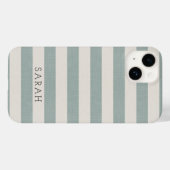 Rustige Blauwe Stripes Monogram Case-Mate iPhone Case (Achterkant (horizontaal))