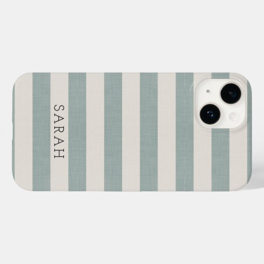 Rustige Blauwe Stripes Monogram Case-Mate iPhone Case (Achterkant (horizontaal))