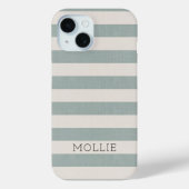 Rustige Blauwe Stripes Monogram Case-Mate iPhone Case (Achterkant)