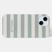 Rustige Blauwe Stripes Monogram Case-Mate iPhone Case (Achterkant (horizontaal))