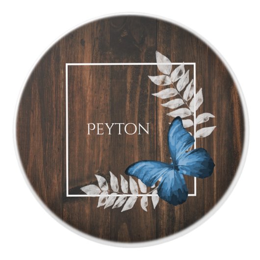 Rustige blauwe vlinder - Aangepaste keramische kno Knop (Voorkant)