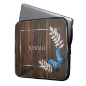 Rustige, blauwe vlinder, speciaal ontworpen laptop laptop sleeve (Voorkant Links)