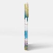 Rustige blauwe waterval, roze bloemen op maat iPhone hoesje (Rechterkant)