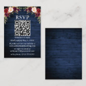Rustige Blauwe Waterverf Floral QR RSVP Informatiekaartje (Voorkant / Achterkant)