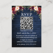 Rustige Blauwe Waterverf Floral QR RSVP Informatiekaartje (Voorkant)