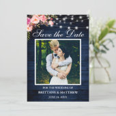 Rustige Blauwe Waterverf Roze flessenverlichting Save The Date (Staand voorkant)