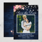 Rustige Blauwe Waterverf Roze flessenverlichting Save The Date (Voorkant / Achterkant)