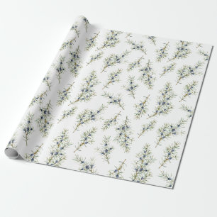 Rustige Blauwe Winterberry Branches kerstcadeau Cadeaupapier