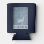 Rustige Blauwe Wood Reindeer Country Kerstmis Blikjeskoeler (Voorkant)