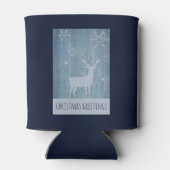 Rustige Blauwe Wood Reindeer Country Kerstmis Blikjeskoeler (Achterkant)