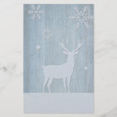 Rustige Blauwe Wood Reindeer Country Kerstmis Briefpapier (Voorkant)