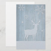 Rustige Blauwe Wood Reindeer Country Kerstmis Briefpapier (Voorkant / Achterkant)