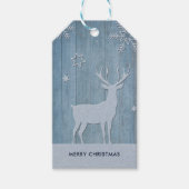 Rustige Blauwe Wood Reindeer Country Kerstmis Cadeaulabel (Voorkant)