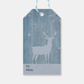 Rustige Blauwe Wood Reindeer Country Kerstmis Cadeaulabel (Achterkant)