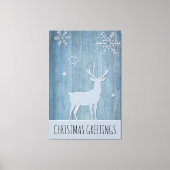 Rustige Blauwe Wood Reindeer Country Kerstmis Canvas Afdruk (Voorkant)
