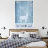 Rustige Blauwe Wood Reindeer Country Kerstmis Canvas Afdruk (Insitu (Slaapkamer))