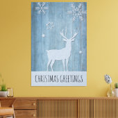 Rustige Blauwe Wood Reindeer Country Kerstmis Canvas Afdruk (Insitu (Woonkamer))