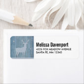 Rustige Blauwe Wood Reindeer Country Kerstmis Etiket (Insitu)