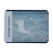 Rustige Blauwe Wood Reindeer Country Kerstmis Magneet (Horizontaal)
