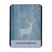 Rustige Blauwe Wood Reindeer Country Kerstmis Magneet (Verticaal)