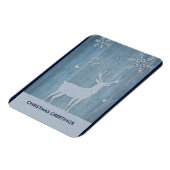 Rustige Blauwe Wood Reindeer Country Kerstmis Magneet (Linkerzijde)