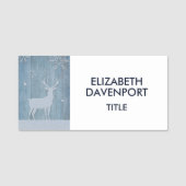 Rustige Blauwe Wood Reindeer Country Kerstmis Naamplaatje (Voorkant)