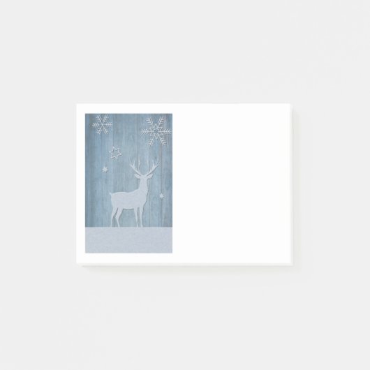 Rustige Blauwe Wood Reindeer Country Kerstmis Post-it® Notes (Voorkant)