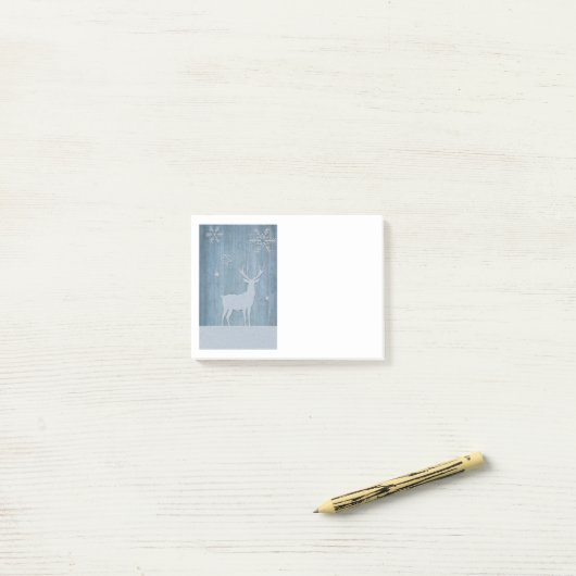 Rustige Blauwe Wood Reindeer Country Kerstmis Post-it® Notes (Op bureau)