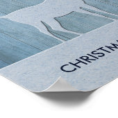 Rustige Blauwe Wood Reindeer Country Kerstmis Poster (Hoek)