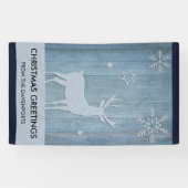 Rustige Blauwe Wood Reindeer Country Kerstmis Spandoek (Horizontaal)