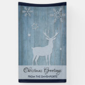 Rustige Blauwe Wood Reindeer Country Kerstmis Spandoek (Verticaal)