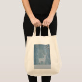 Rustige Blauwe Wood Reindeer Country Kerstmis Tote Bag (Voorkant (product))