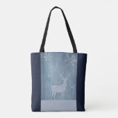 Rustige Blauwe Wood Reindeer Country Kerstmis Tote Bag (Achterkant)