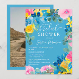 Rustige blauwe zomerfoto vrijgezellenfeest kaart