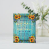 Rustige Blauwe Zonnebloem Baby Uitnodiging (Staand voorkant)